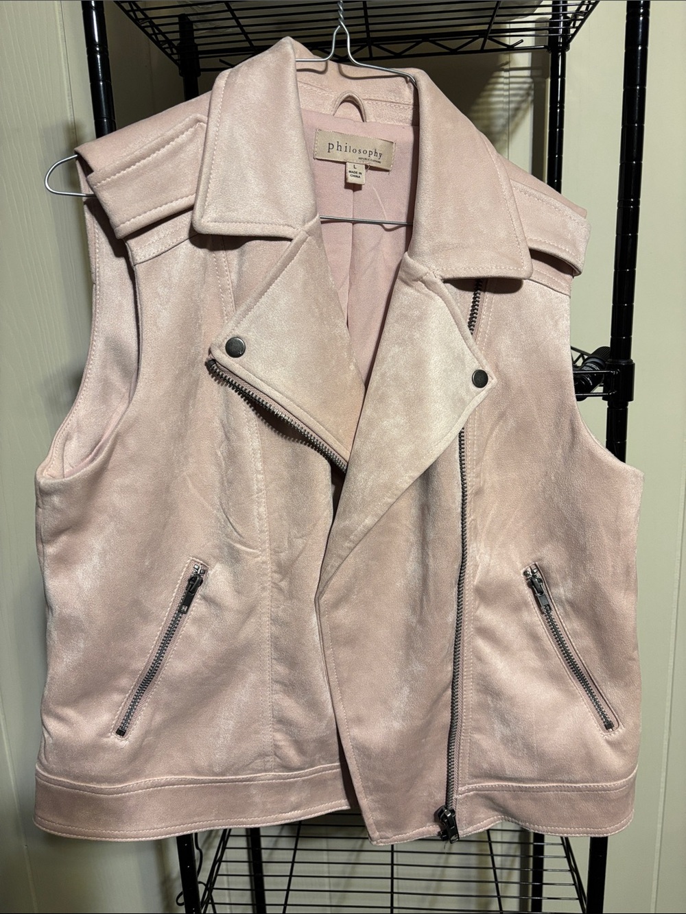 Philosophy Soft Blush Suede Moto Vest